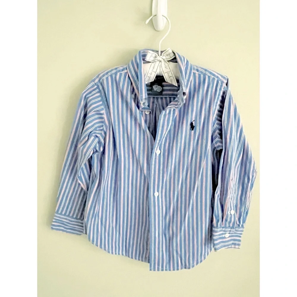 Ralph Lauren boys 3T long sleeve blue button down shirt